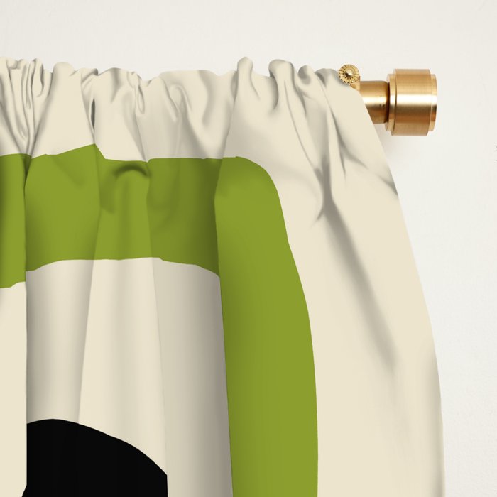 Mid Century Modern Scandinavian Pattern 592 Black and Chartreuse Window Curtain Gallery Image 2