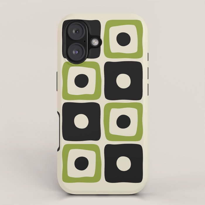 Mid Century Modern Scandinavian Pattern 592 Black and Chartreuse iPhone Case Gallery Image 1