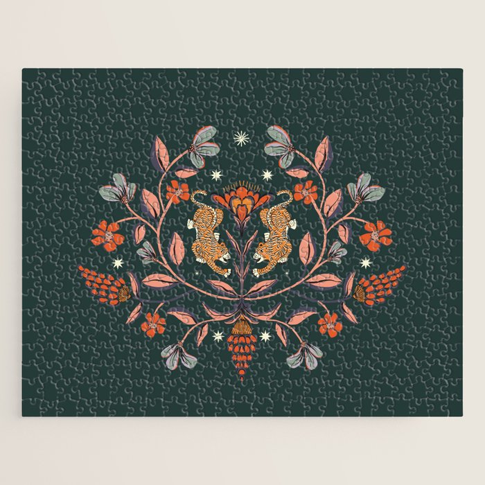 Dancing tigers in flowers field  Jigsaw Puzzle Gallery Image 1