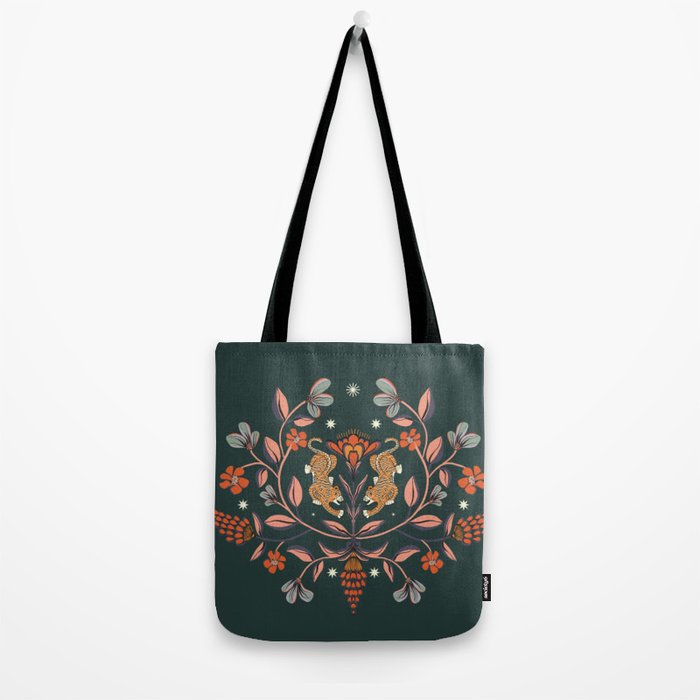 Dancing tigers in flowers field  Tote Bag Gallery Image 2