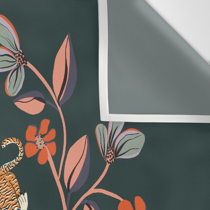 Dancing tigers in flowers field  Wall Tapestry Gallery Image 3