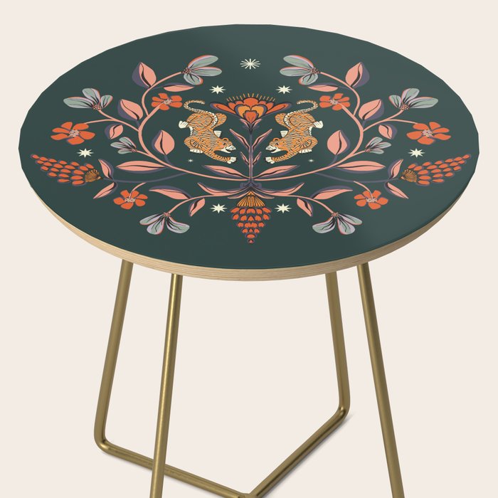 Dancing tigers in flowers field  Side Table Gallery Image 2