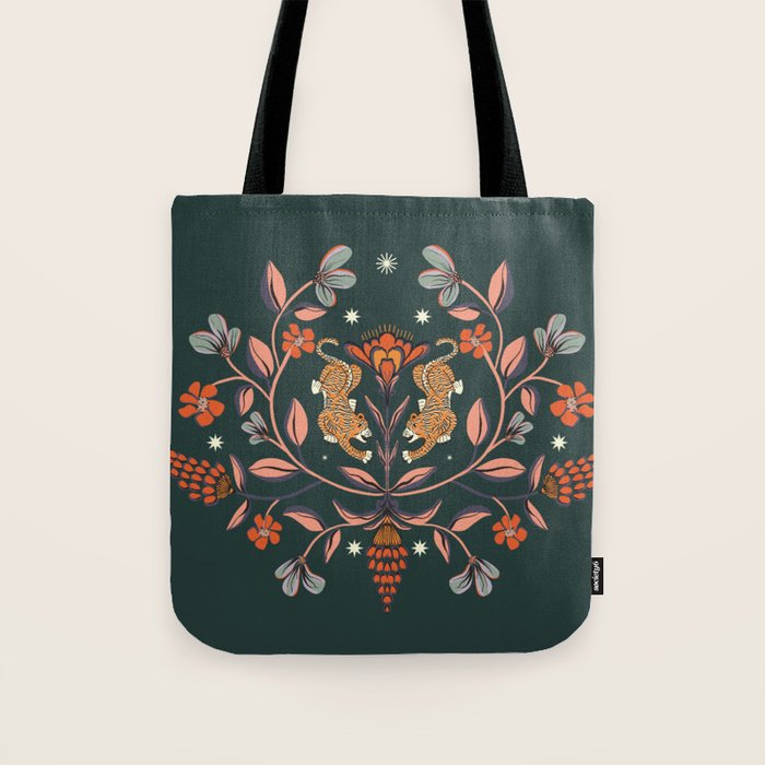 Dancing tigers in flowers field  Tote Bag Gallery Image 1