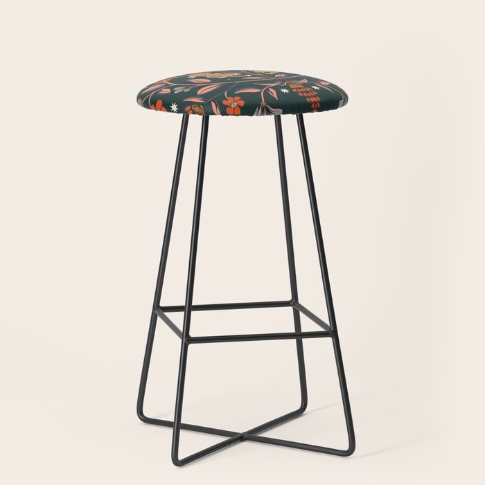 Dancing tigers in flowers field  Stool Gallery Image 1