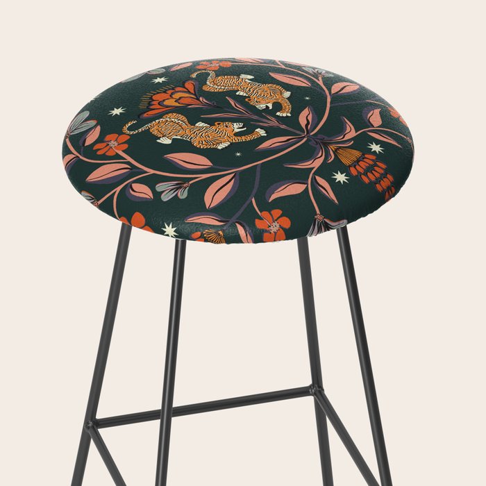 Dancing tigers in flowers field  Stool Gallery Image 2