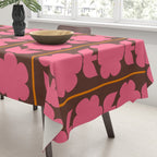 Eclectic Retro Contemporary Floral Jonnty Flowers and Stripes Pattern Pink Brown Orange Tablecloth Gallery Image 3