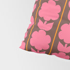 Eclectic Retro Contemporary Floral Jonnty Flowers and Stripes Pattern Pink Brown Orange Pillow Sham Gallery Image 4