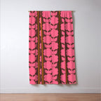 Eclectic Retro Contemporary Floral Jonnty Flowers and Stripes Pattern Pink Brown Orange Window Curtain Gallery Image 3