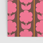 Eclectic Retro Contemporary Floral Jonnty Flowers and Stripes Pattern Pink Brown Orange Poster Gallery Image 3