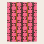 Eclectic Retro Contemporary Floral Jonnty Flowers and Stripes Pattern Pink Brown Orange Poster Gallery Image 4