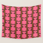 Eclectic Retro Contemporary Floral Jonnty Flowers and Stripes Pattern Pink Brown Orange Wall Tapestry Gallery Image 4