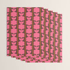 Eclectic Retro Contemporary Floral Jonnty Flowers and Stripes Pattern Pink Brown Orange Wrapping Paper Gallery Image 3