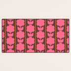 Eclectic Retro Contemporary Floral Jonnty Flowers and Stripes Pattern Pink Brown Orange Desk Mat Gallery Image 3