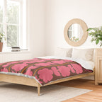 Eclectic Retro Contemporary Floral Jonnty Flowers and Stripes Pattern Pink Brown Orange Duvet Cover Gallery Image 2