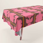 Eclectic Retro Contemporary Floral Jonnty Flowers and Stripes Pattern Pink Brown Orange Tablecloth Gallery Image 1