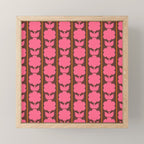 Eclectic Retro Contemporary Floral Jonnty Flowers and Stripes Pattern Pink Brown Orange Mini Art Print Gallery Image 1