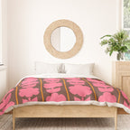 Eclectic Retro Contemporary Floral Jonnty Flowers and Stripes Pattern Pink Brown Orange Duvet Cover Gallery Image 3