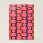 Eclectic Retro Contemporary Floral Jonnty Flowers and Stripes Pattern Pink Brown Orange Stationery Card Gallery Image 2