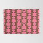 Eclectic Retro Contemporary Floral Jonnty Flowers and Stripes Pattern Pink Brown Orange Rug Gallery Image 2