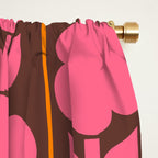 Eclectic Retro Contemporary Floral Jonnty Flowers and Stripes Pattern Pink Brown Orange Window Curtain Gallery Image 2