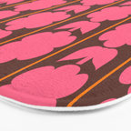 Eclectic Retro Contemporary Floral Jonnty Flowers and Stripes Pattern Pink Brown Orange Bath Mat Gallery Image 3