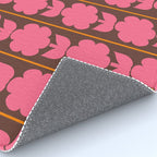 Eclectic Retro Contemporary Floral Jonnty Flowers and Stripes Pattern Pink Brown Orange Rug Gallery Image 4