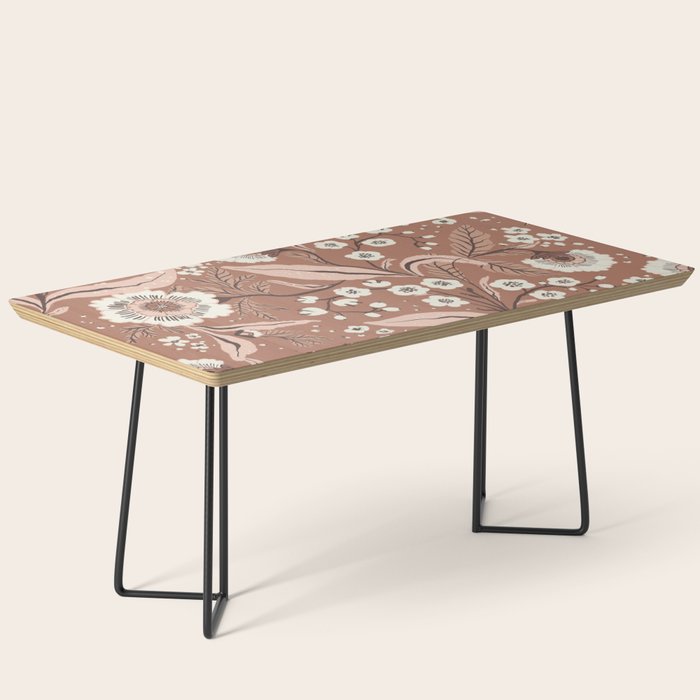 Warm Mocha Mousse Vintage Floral Coffee Table Gallery Image 1