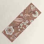 Warm Mocha Mousse Vintage Floral Yoga Mat Gallery Image 1