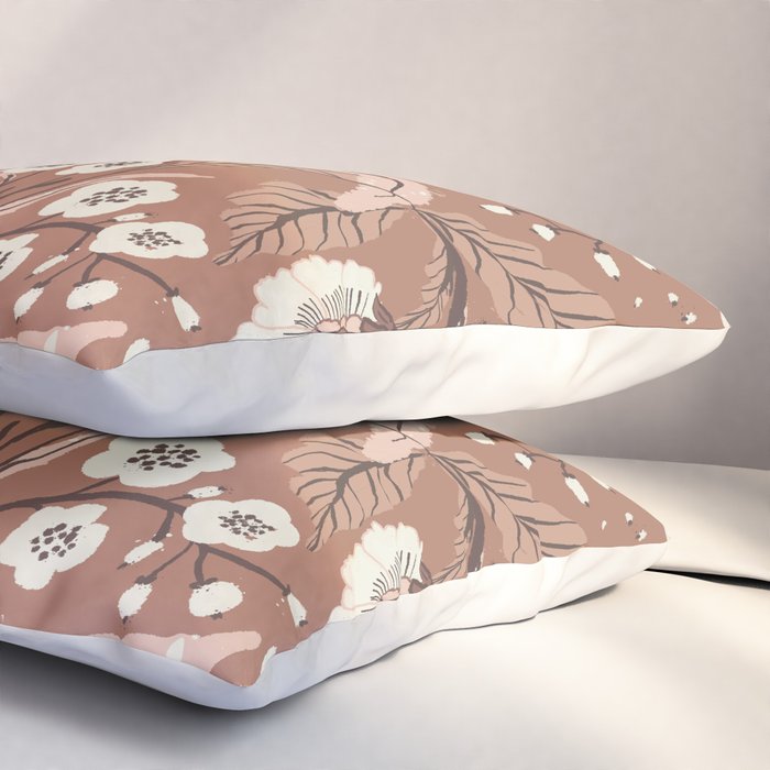 Warm Mocha Mousse Vintage Floral Pillow Sham Gallery Image 3