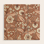 Warm Mocha Mousse Vintage Floral Wood Wall Art Gallery Image 1