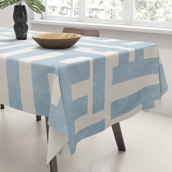 Light Blue Minimalist Design Bold Lines Art Tablecloth Gallery Image 3