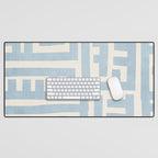 Light Blue Minimalist Design Bold Lines Art Desk Mat Gallery Image 1