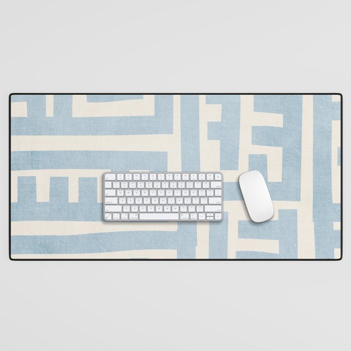 Light Blue Minimalist Design Bold Lines Art Desk Mat Gallery Image 1