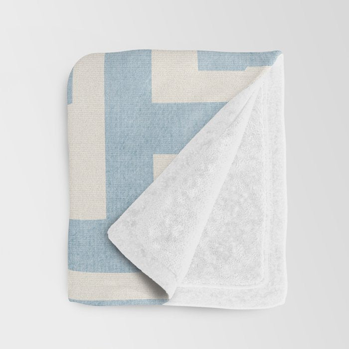 Light Blue Minimalist Design Bold Lines Art Throw Blanket Gallery Image 3