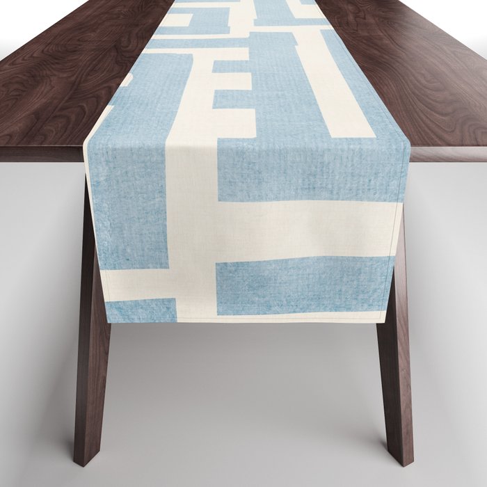 Light Blue Minimalist Design Bold Lines Art Table Runner Gallery Image 1