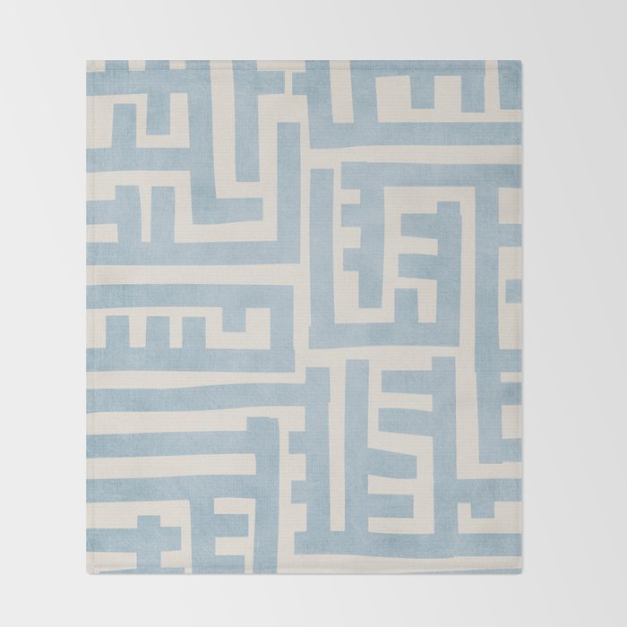 Light Blue Minimalist Design Bold Lines Art Throw Blanket Gallery Image 2