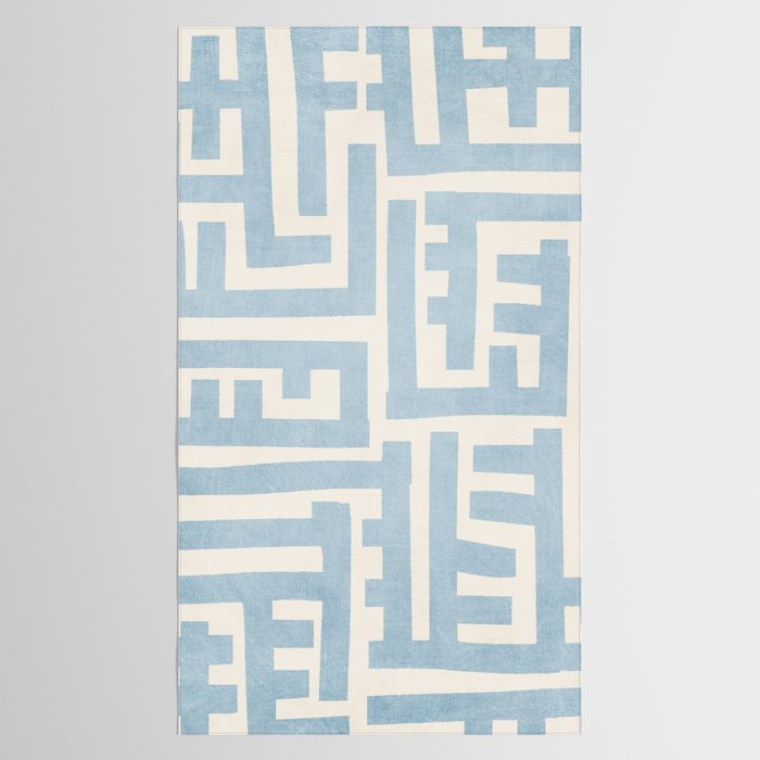 Light Blue Minimalist Design Bold Lines Art Tablecloth Gallery Image 2