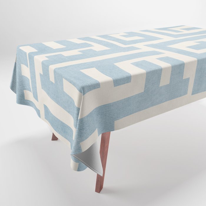 Light Blue Minimalist Design Bold Lines Art Tablecloth Gallery Image 1