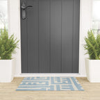 Light Blue Minimalist Design Bold Lines Art Welcome Mat Gallery Image 3