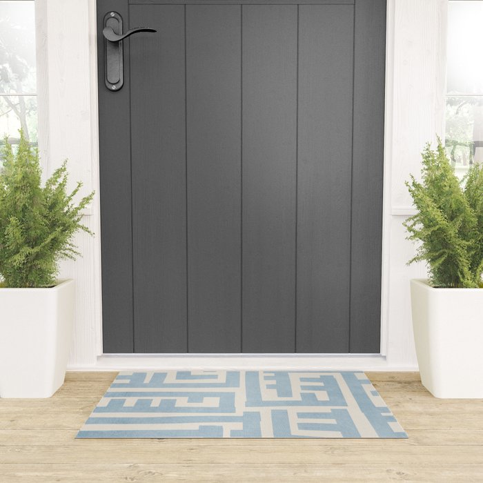 Light Blue Minimalist Design Bold Lines Art Welcome Mat Gallery Image 3