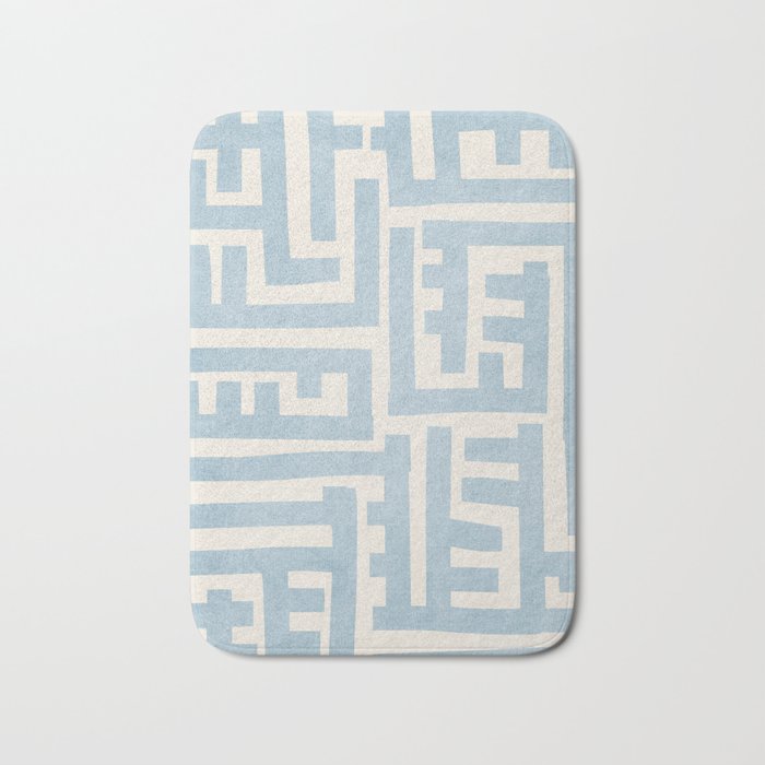 Light Blue Minimalist Design Bold Lines Art Bath Mat Gallery Image 1