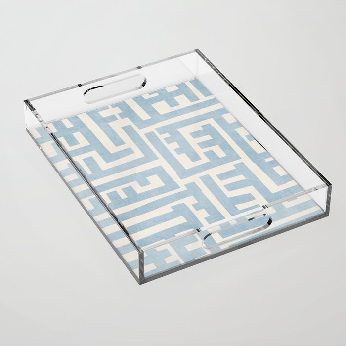 Light Blue Minimalist Design Bold Lines Art Acrylic Tray Gallery Image 1
