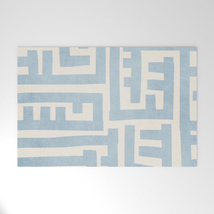 Light Blue Minimalist Design Bold Lines Art Welcome Mat Gallery Image 1
