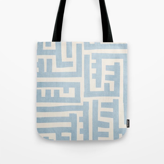Light Blue Minimalist Design Bold Lines Art Tote Bag Gallery Image 1