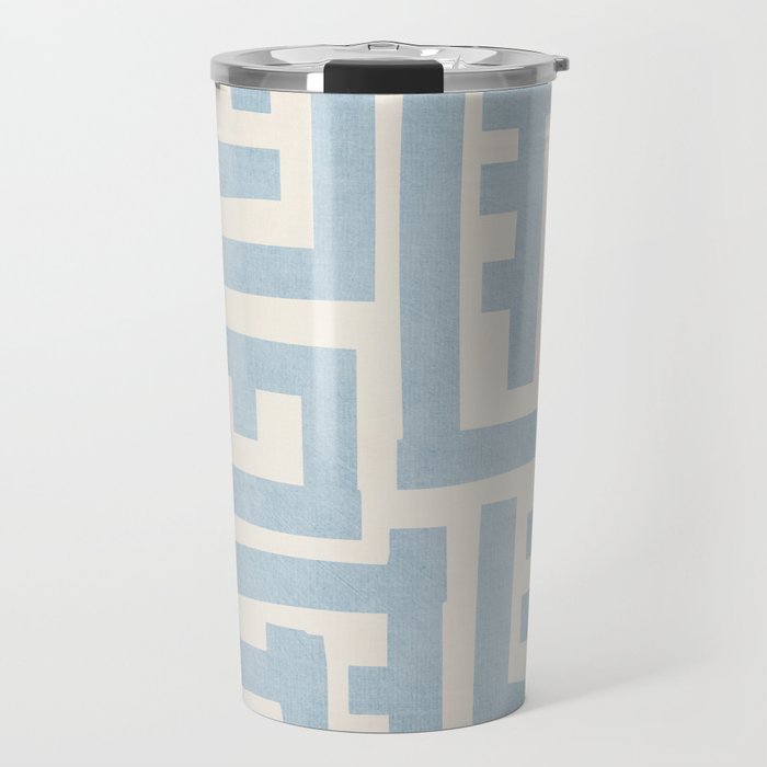 Light Blue Minimalist Design Bold Lines Art Travel Mug Gallery Image 1