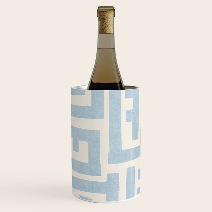 Light Blue Minimalist Design Bold Lines Art Wine Chiller Gallery Image 1