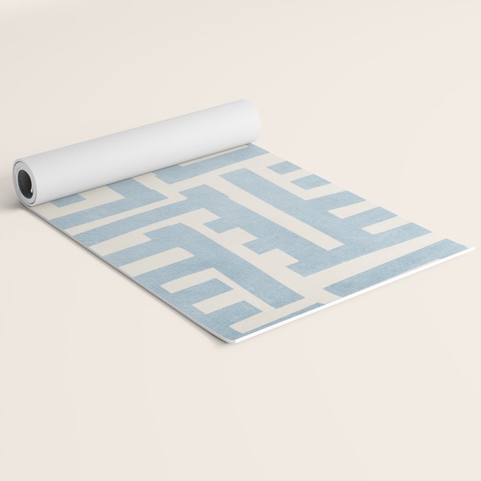 Light Blue Minimalist Design Bold Lines Art Yoga Mat Gallery Image 2