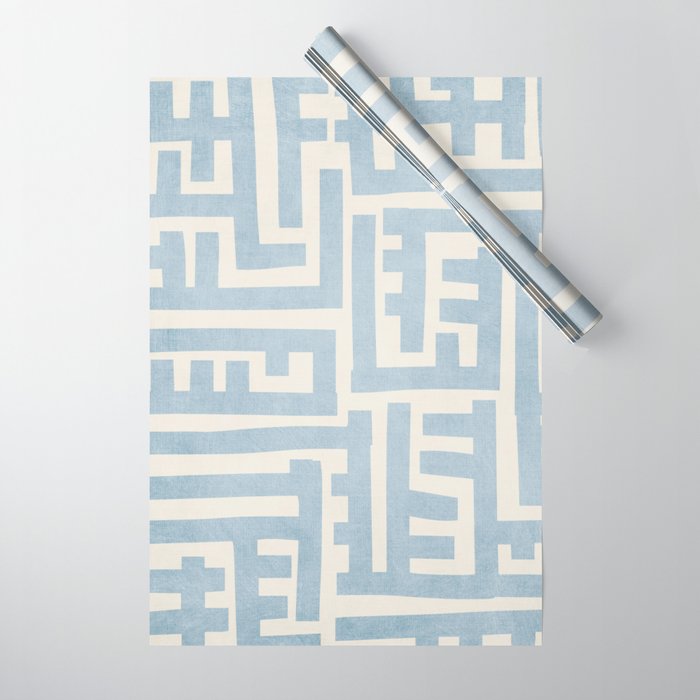 Light Blue Minimalist Design Bold Lines Art Wrapping Paper Gallery Image 1