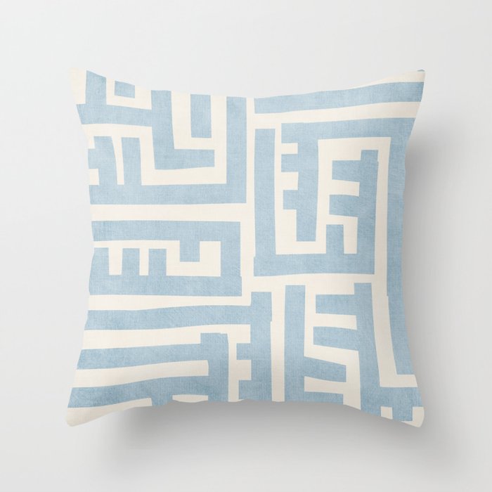 Light Blue Minimalist Design Bold Lines Art Throw Pillow Gallery Image 1