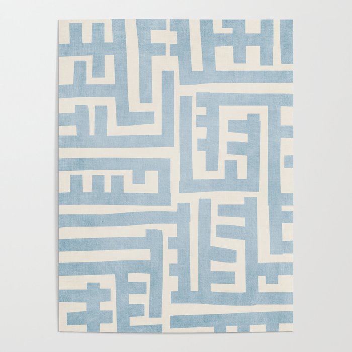 Light Blue Minimalist Design Bold Lines Art Poster Gallery Image 1